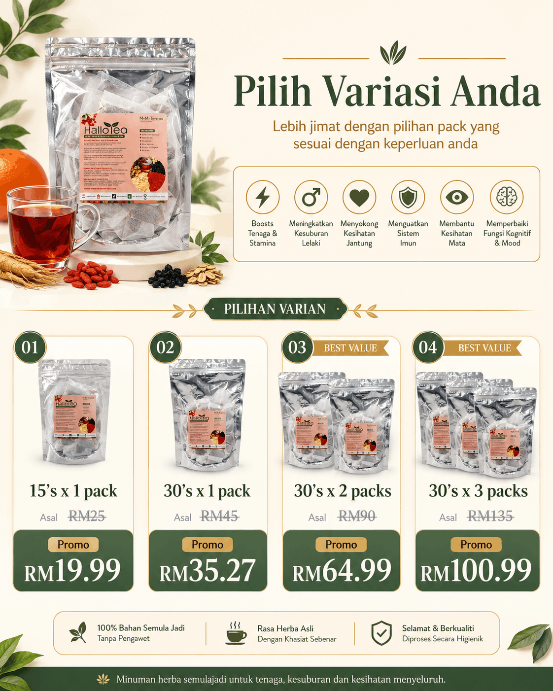 Hallo Dried Herbs Energy Booster Tea angle 4